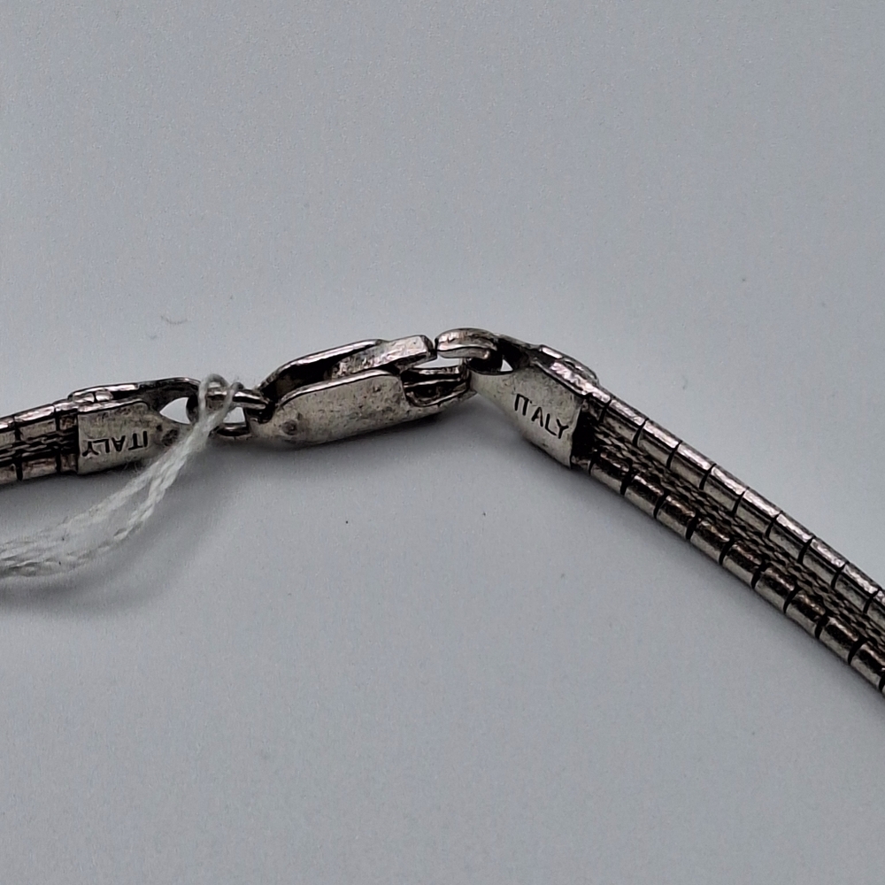 Vtg Sterling Silver 925 Italy Omega Panel Choker Collar Necklace 27.4g 16" 6mm - Picture 5 of 12